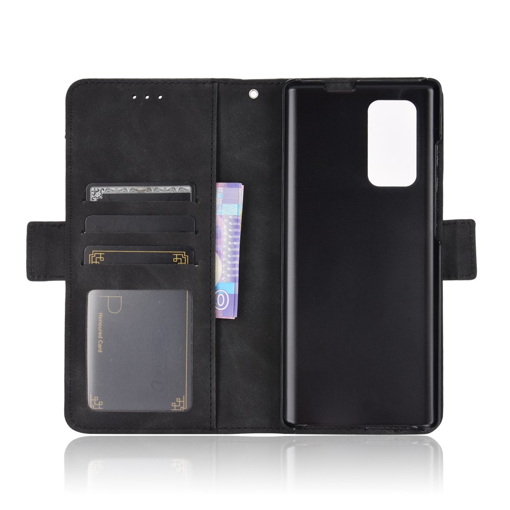 Phone Protective Cover Stand Leather Case with Multiple Card Slots for LG Wing 5G - Black-3