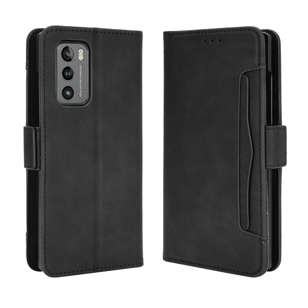 Phone Protective Cover Stand Leather Case with Multiple Card Slots for LG Wing 5G - Black-7