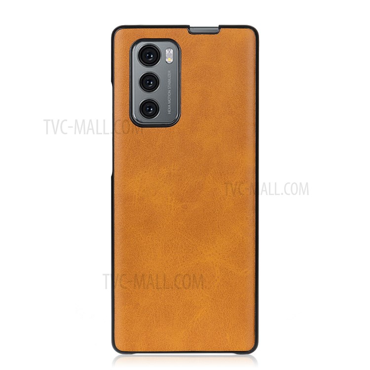 For LG Wing 5G Bi-color TPU + PC + Leather Coated Phone Case - Light Brown-1