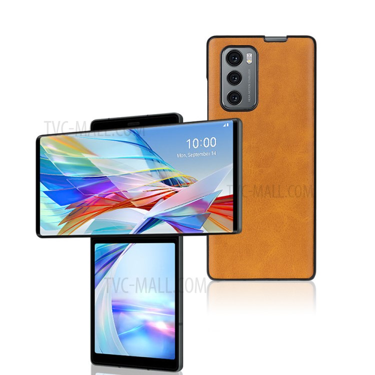 For LG Wing 5G Bi-color TPU + PC + Leather Coated Phone Case - Light Brown-3