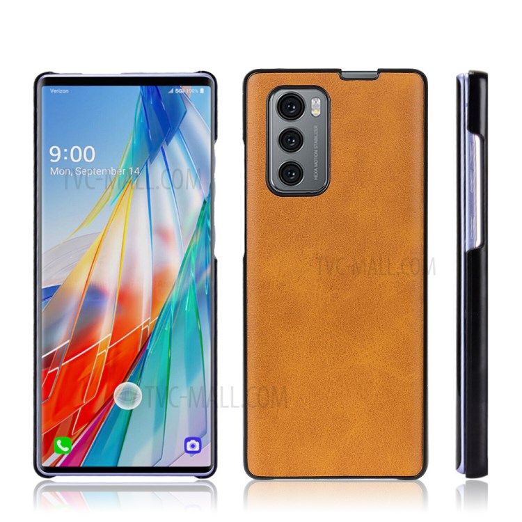 For LG Wing 5G Bi-color TPU + PC + Leather Coated Phone Case - Light Brown-4