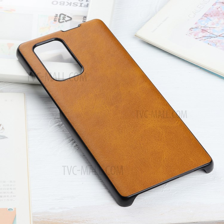 For LG Wing 5G Bi-color TPU + PC + Leather Coated Phone Case - Light Brown-8