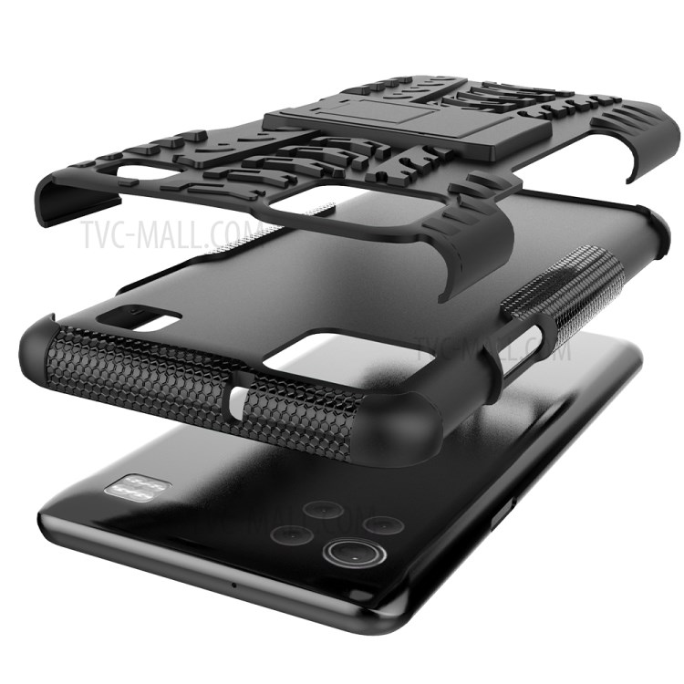 Cool Tyre PC + TPU Hybrid Case for LG K92 5G Kickstand 2-in-1 Shell - Black-6