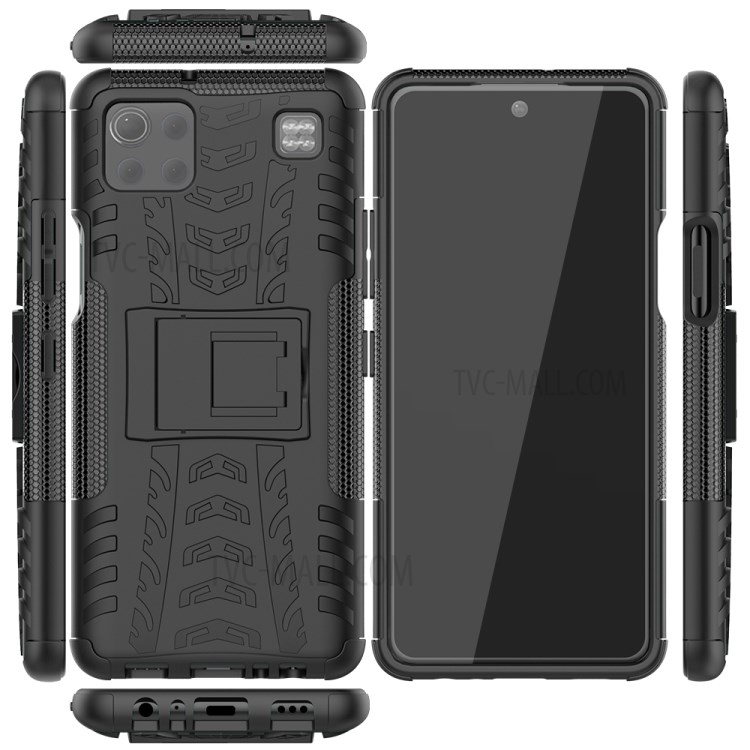 Cool Tyre PC + TPU Hybrid Case for LG K92 5G Kickstand 2-in-1 Shell - Black-9