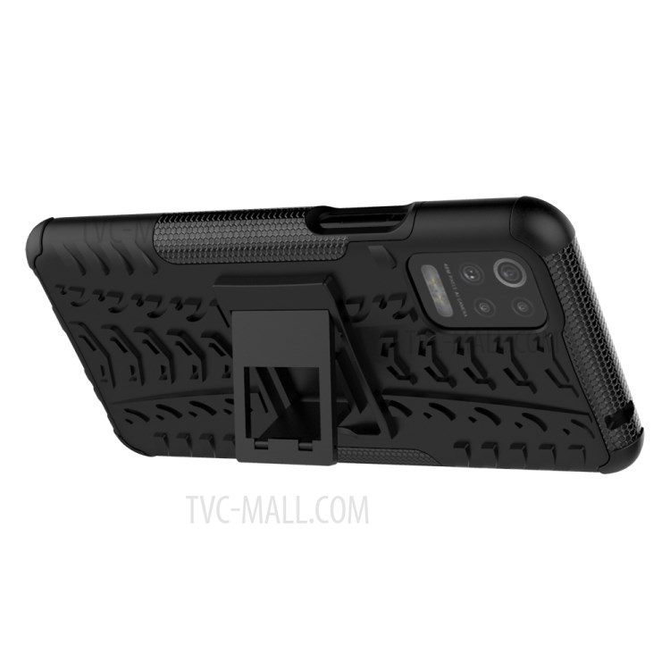 For LG K52 5G Cool Tyre PC + TPU Hybrid Case Kickstand 2-in-1 Shell - Black-6