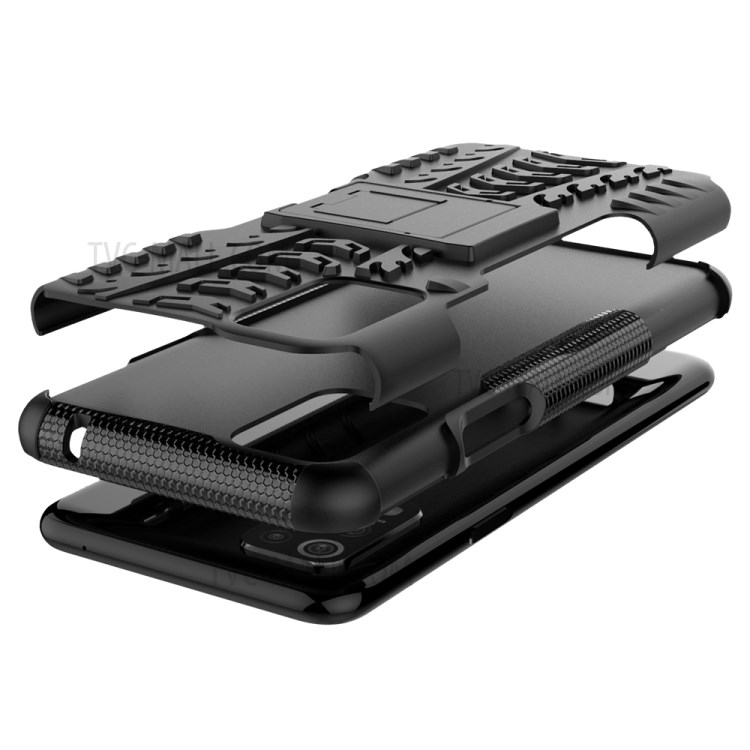 For LG K52 5G Cool Tyre PC + TPU Hybrid Case Kickstand 2-in-1 Shell - Black-8