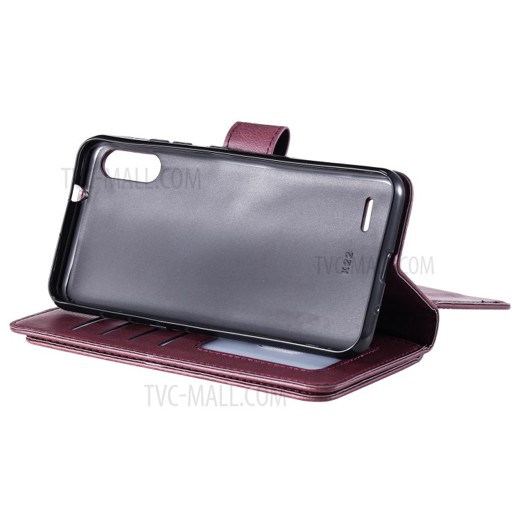 Quality Leather Wallet Design Cover Shell with Multi-function 10 Card Slots for LG K22 / K22 Plus - Wine Red-10