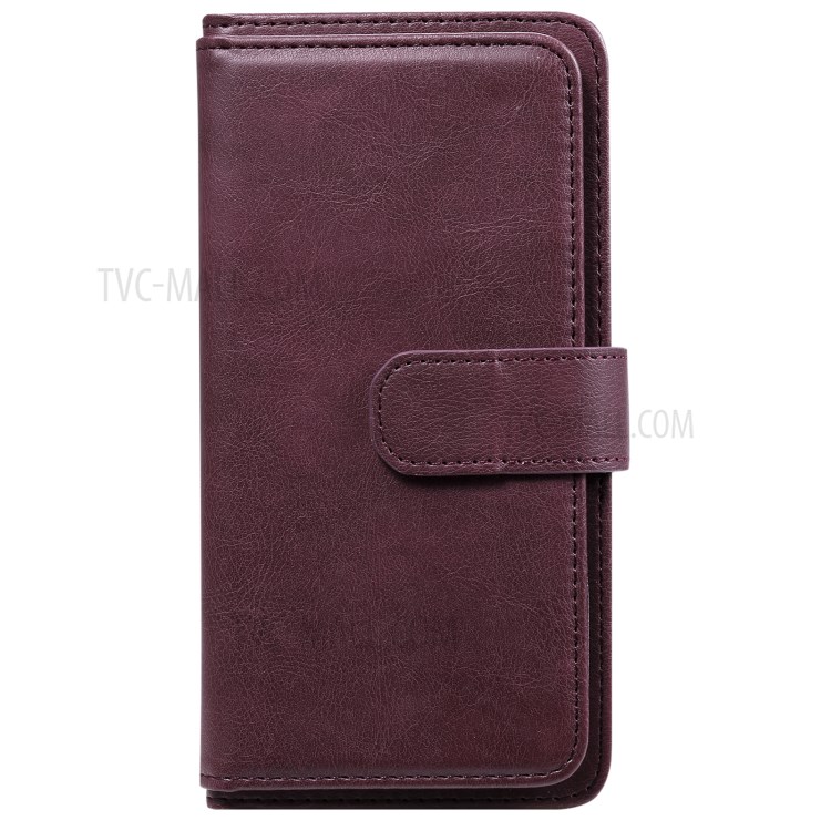 Quality Leather Wallet Design Cover Shell with Multi-function 10 Card Slots for LG K22 / K22 Plus - Wine Red-2