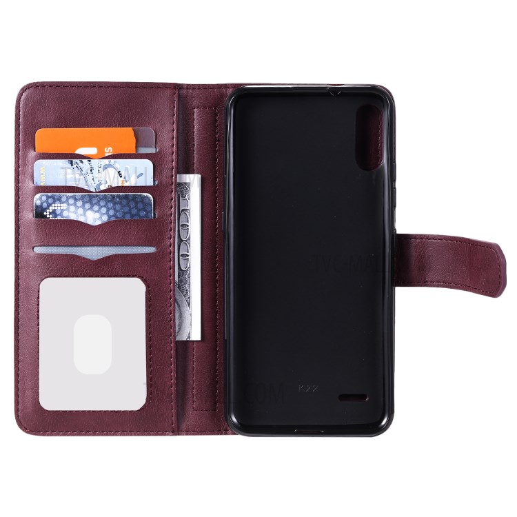 Quality Leather Wallet Design Cover Shell with Multi-function 10 Card Slots for LG K22 / K22 Plus - Wine Red-3
