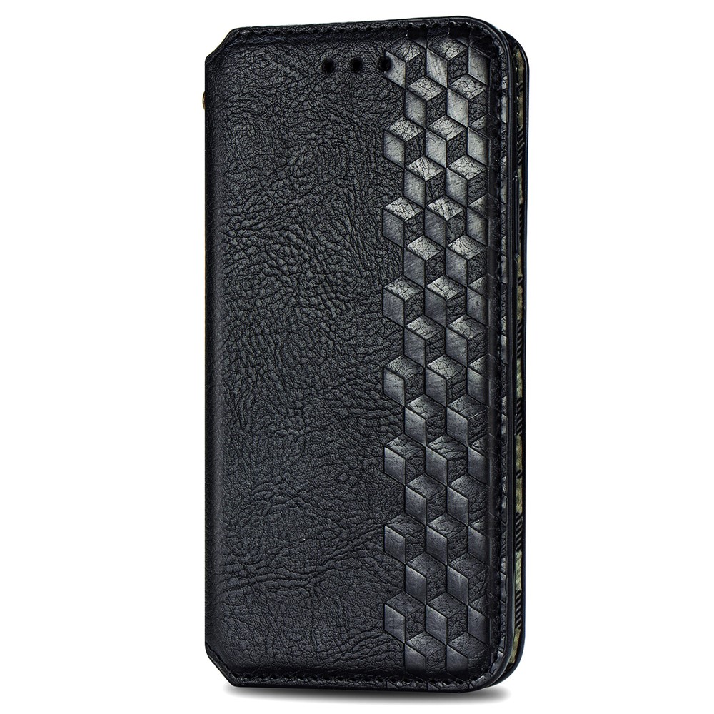 Auto-absorbed Rhombus Decor PU Leather Wallet Design Phone Cover for LG K52 - Black-3