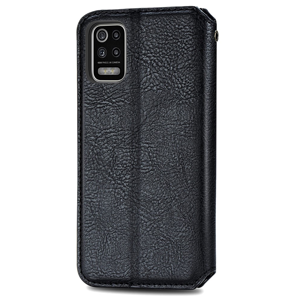 Auto-absorbed Rhombus Decor PU Leather Wallet Design Phone Cover for LG K52 - Black-4