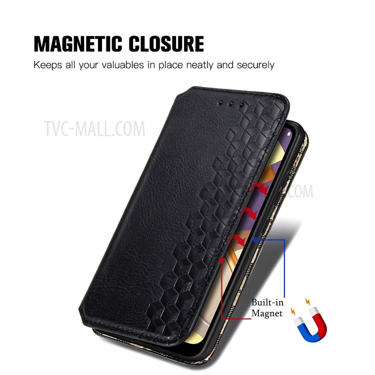 Fashionable Auto-absorbed Rhombus Texture PU Leather Cover for LG K22 Case - Black-10