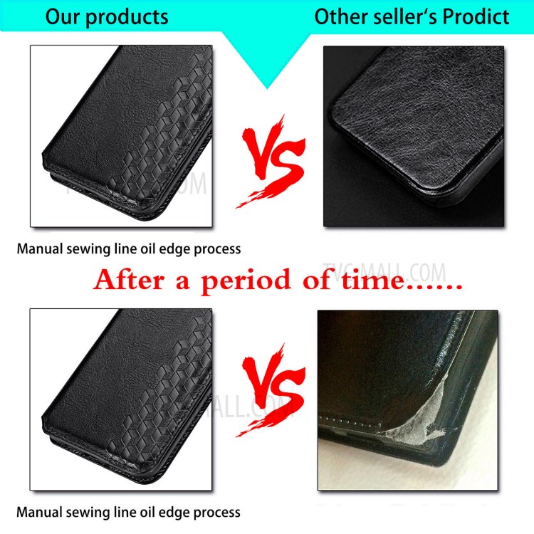 Fashionable Auto-absorbed Rhombus Texture PU Leather Cover for LG K22 Case - Black-14