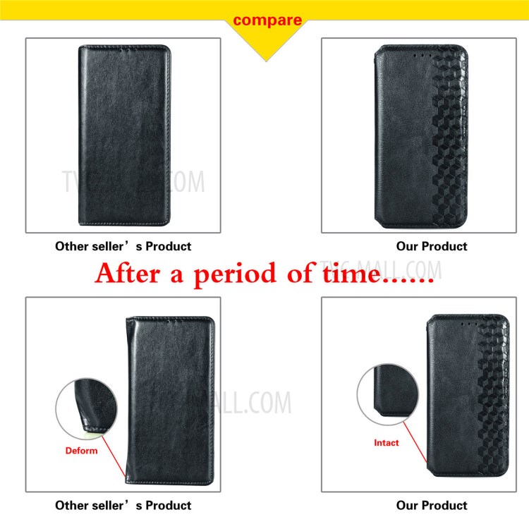 Fashionable Auto-absorbed Rhombus Texture PU Leather Cover for LG K22 Case - Black-15