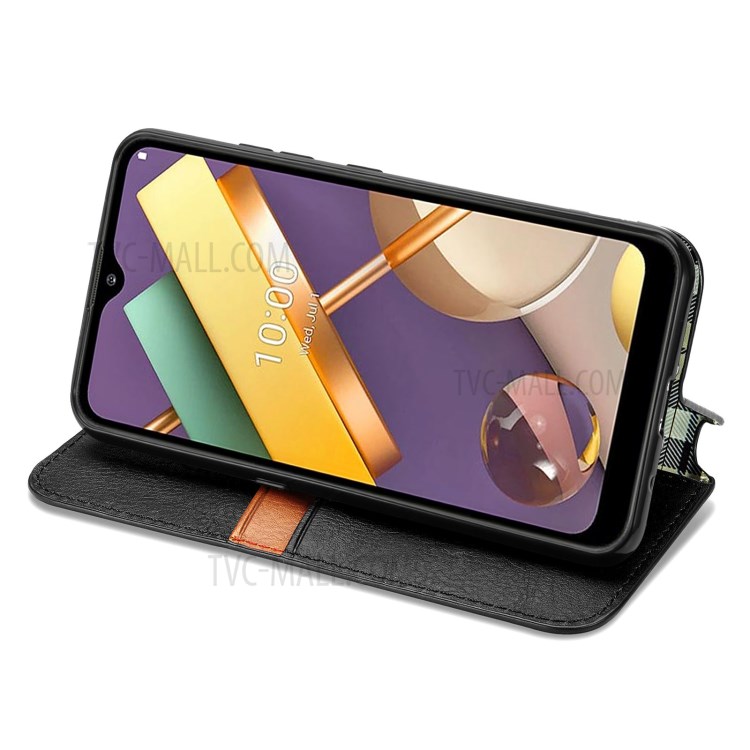 Fashionable Auto-absorbed Rhombus Texture PU Leather Cover for LG K22 Case - Black-6