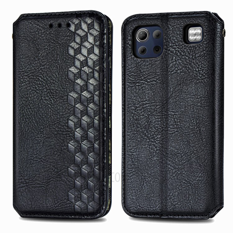 Leather Phone Auto-Absorbed Cover Case with Fashionable Rhombus Imprinting Decor for LG K92 5G - Black-16