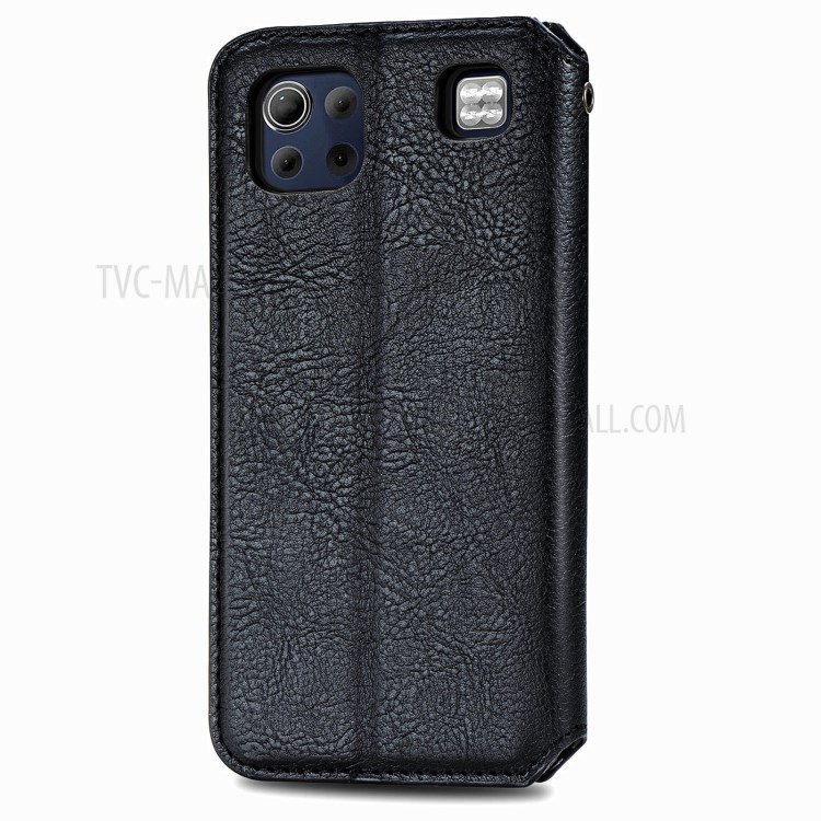 Leather Phone Auto-Absorbed Cover Case with Fashionable Rhombus Imprinting Decor for LG K92 5G - Black-4
