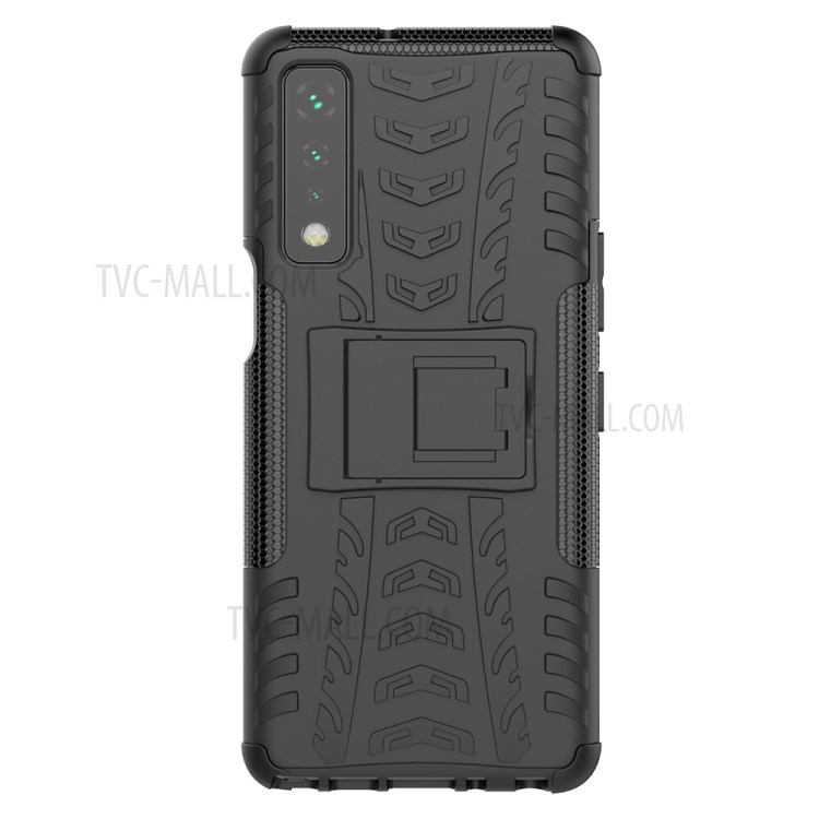 Foldable Kickstand Cool Tyre PC + TPU Hybrid Shell Case for LG Stylo 7 5G - Black-2