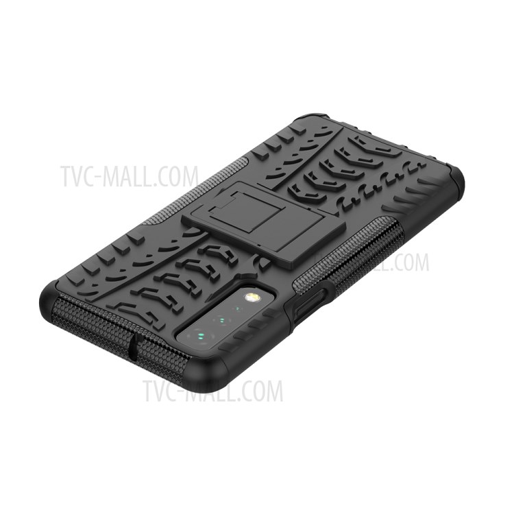 Foldable Kickstand Cool Tyre PC + TPU Hybrid Shell Case for LG Stylo 7 5G - Black-6