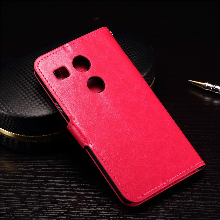 Crazy Horse Wallet Stand Leather Phone Case for LG Nexus 5X - Rose-2