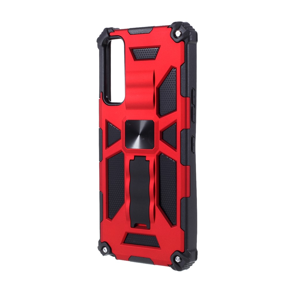 Armor Shockproof Kickstand PC TPU Phone Case with Magnetic Metal Sheet for LG Stylo 7 4G - Red-2