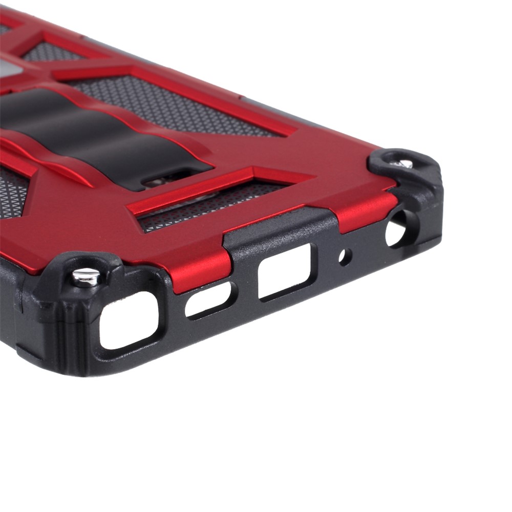 Armor Shockproof Kickstand PC TPU Phone Case with Magnetic Metal Sheet for LG Stylo 7 4G - Red-5