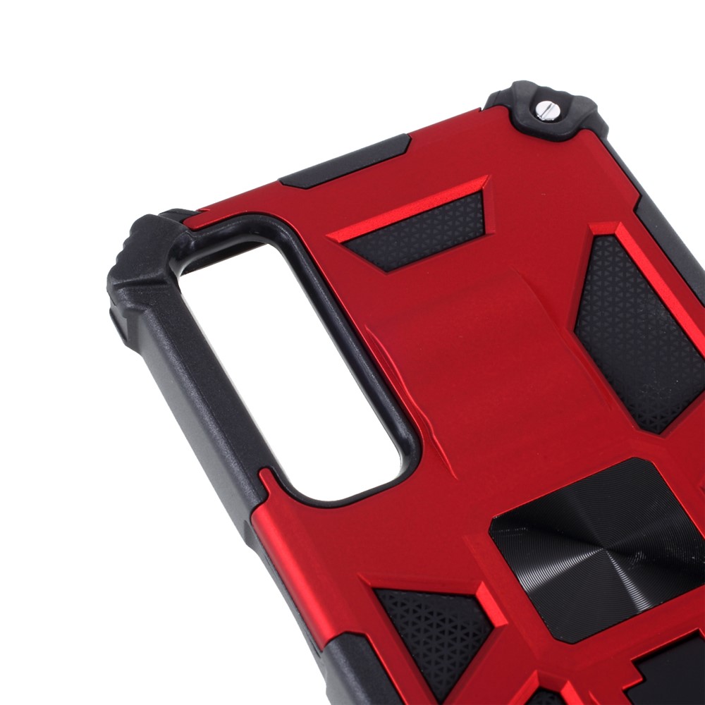 Armor Shockproof Kickstand PC TPU Phone Case with Magnetic Metal Sheet for LG Stylo 7 4G - Red-6