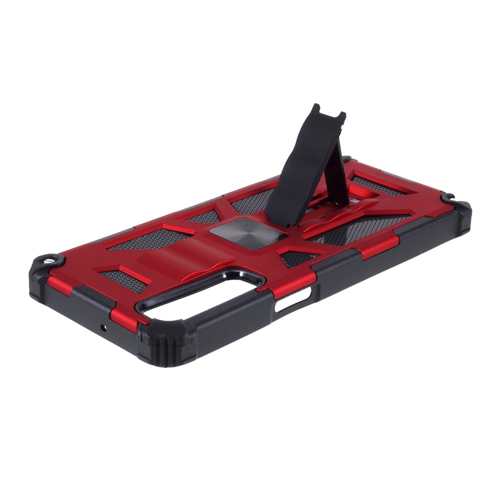 Armor Shockproof Kickstand PC TPU Phone Case with Magnetic Metal Sheet for LG Stylo 7 4G - Red-7