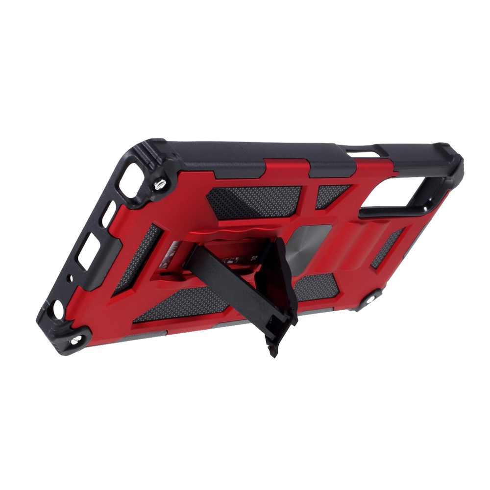 Armor Shockproof Kickstand PC TPU Phone Case with Magnetic Metal Sheet for LG Stylo 7 4G - Red-8