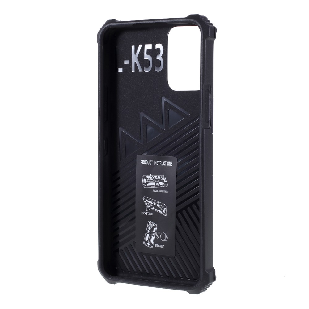 Armor Shockproof Kickstand PC TPU Phone Case with Magnetic Metal Sheet for LG K53 - Blue-3