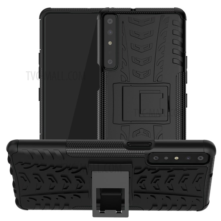 Cool Tyre Surface Design PC + TPU Hybrid Phone Case Cover with Kickstand for LG Stylo 7 4G - Black-1