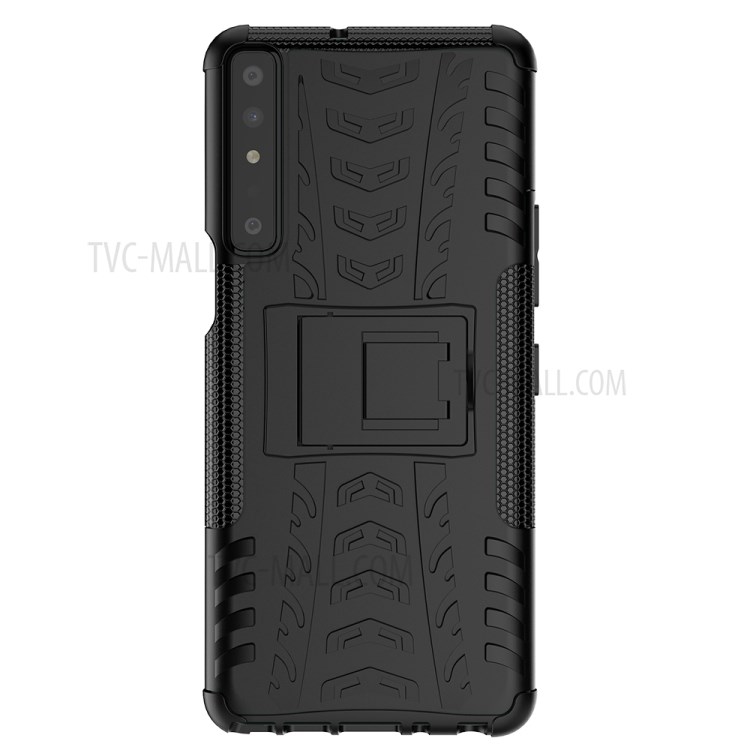 Cool Tyre Surface Design PC + TPU Hybrid Phone Case Cover with Kickstand for LG Stylo 7 4G - Black-2