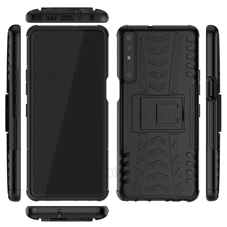Cool Tyre Surface Design PC + TPU Hybrid Phone Case Cover with Kickstand for LG Stylo 7 4G - Black-4