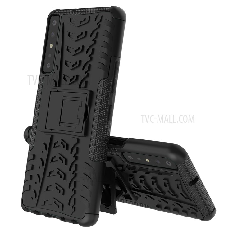 Cool Tyre Surface Design PC + TPU Hybrid Phone Case Cover with Kickstand for LG Stylo 7 4G - Black-5