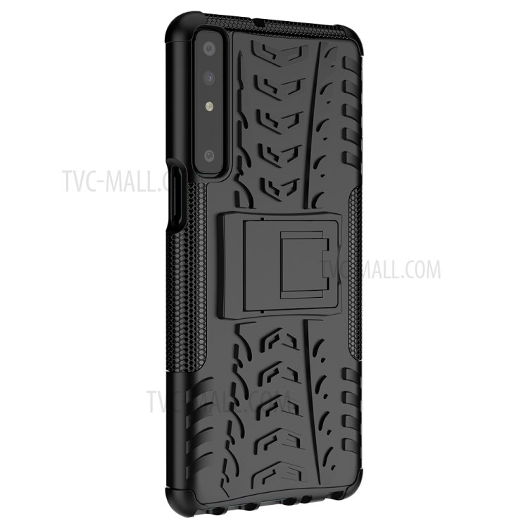 Cool Tyre Surface Design PC + TPU Hybrid Phone Case Cover with Kickstand for LG Stylo 7 4G - Black-7