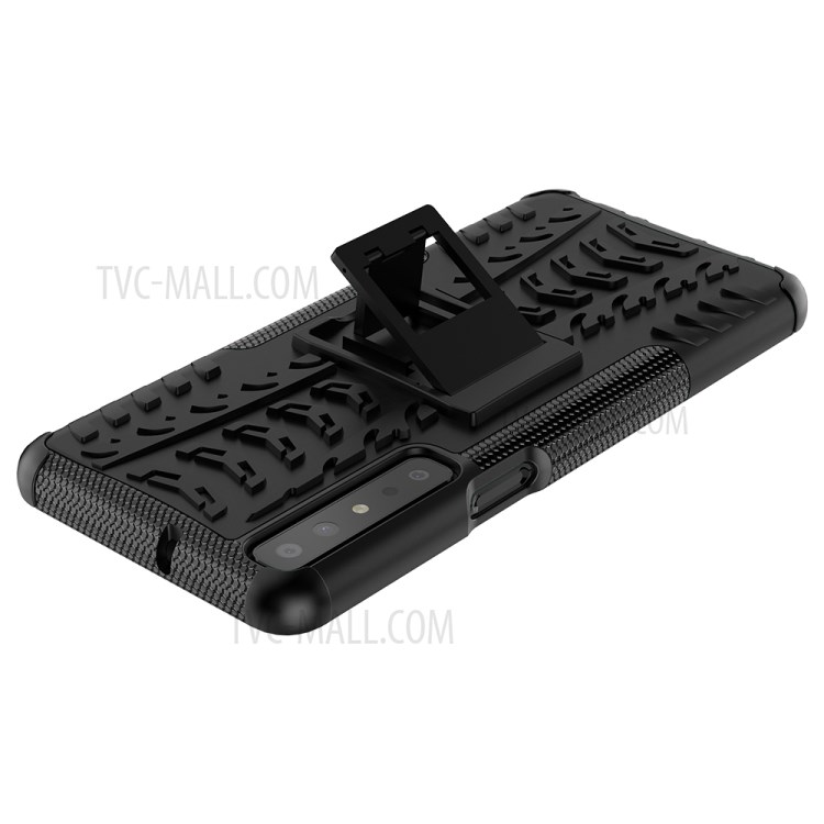 Cool Tyre Surface Design PC + TPU Hybrid Phone Case Cover with Kickstand for LG Stylo 7 4G - Black-8