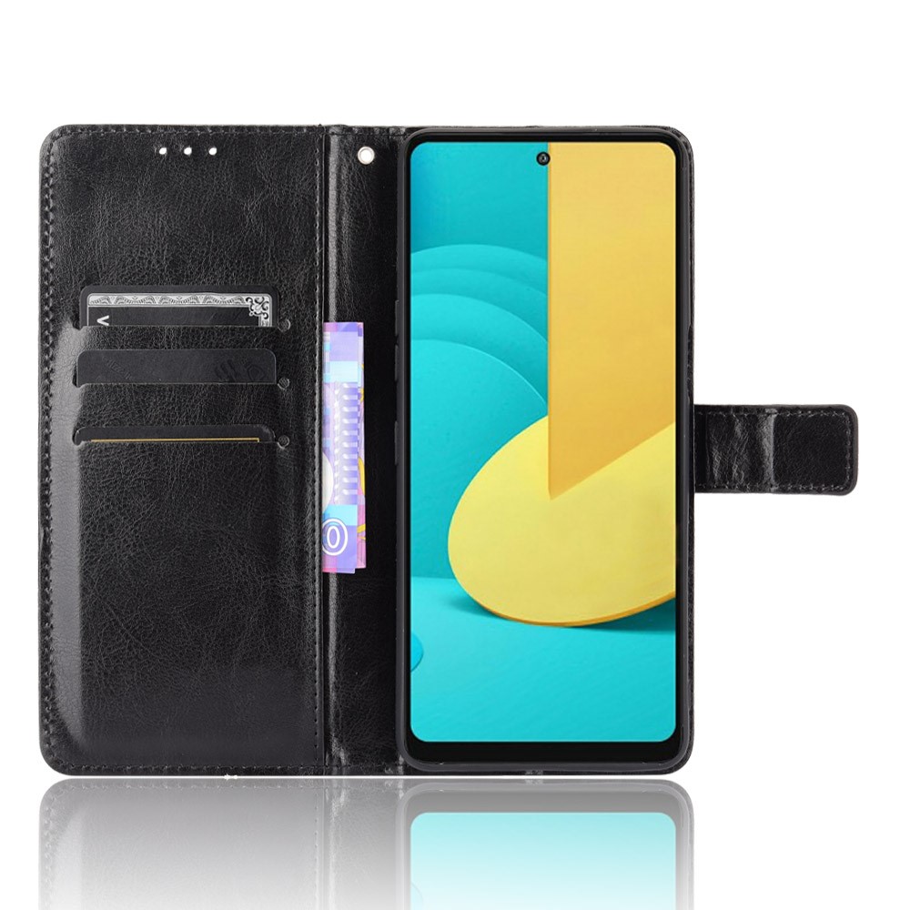 Crazy Horse Texture Wallet Design PU Leather Stand Protector Cover for LG Stylo 7 4G - Black-3
