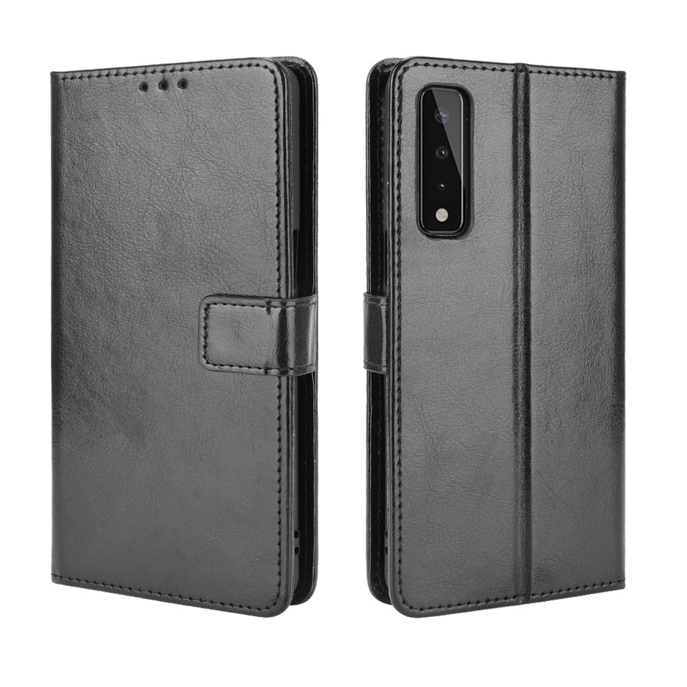 Crazy Horse Texture Wallet Design PU Leather Stand Protector Cover for LG Stylo 7 4G - Black-7