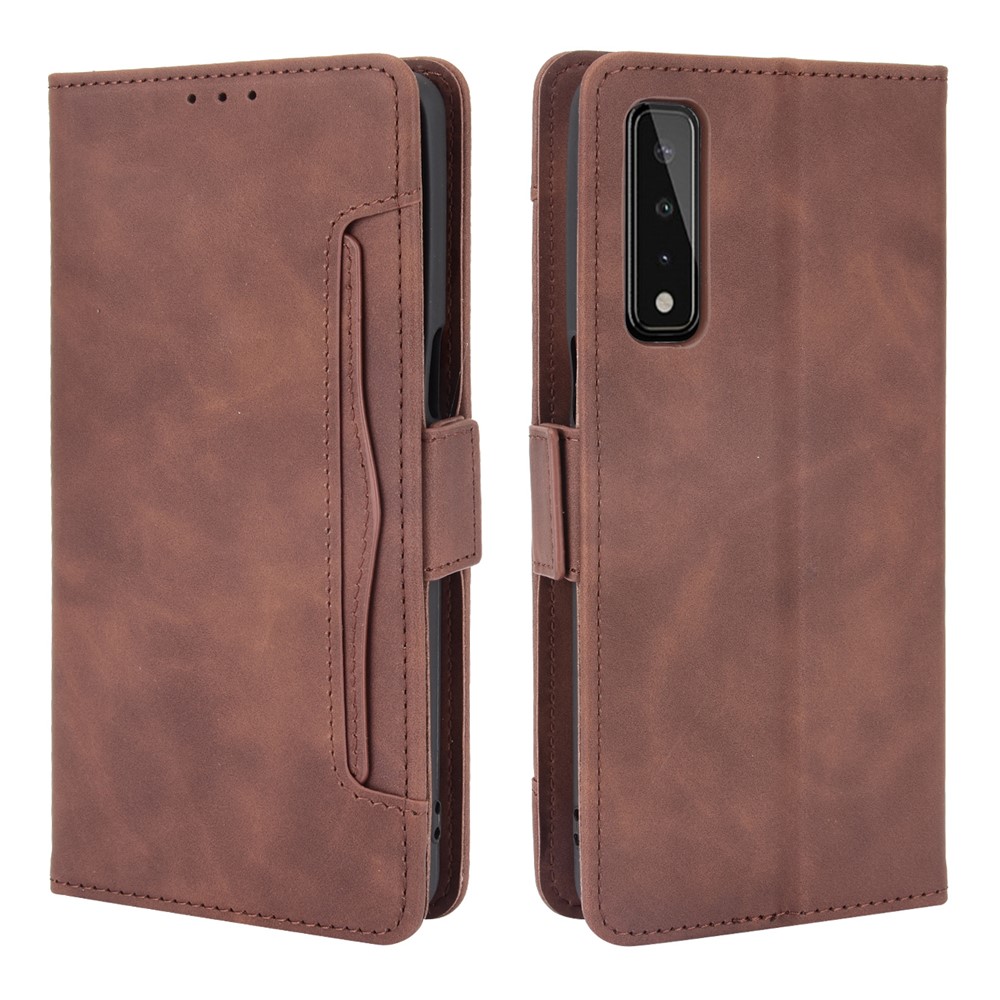 Leather Wallet Protective Case with Multiple Card Slots for LG Stylo 7 4G - Brown-1