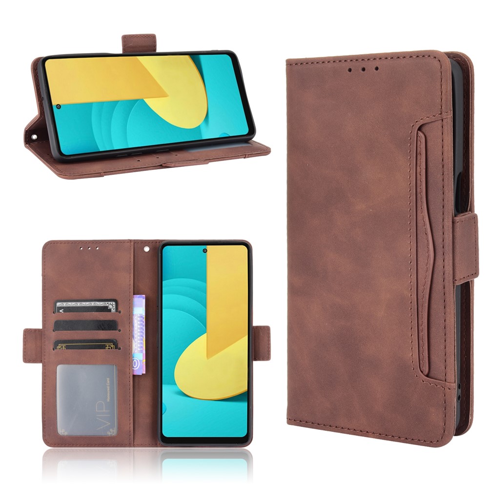 Leather Wallet Protective Case with Multiple Card Slots for LG Stylo 7 4G - Brown-10