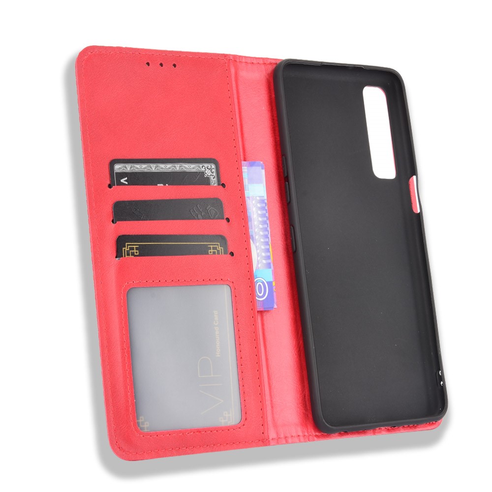 Magnetic Vintage Style Phone Case Wallet Stand Leather Cover for LG Stylo 7 4G - Red-2