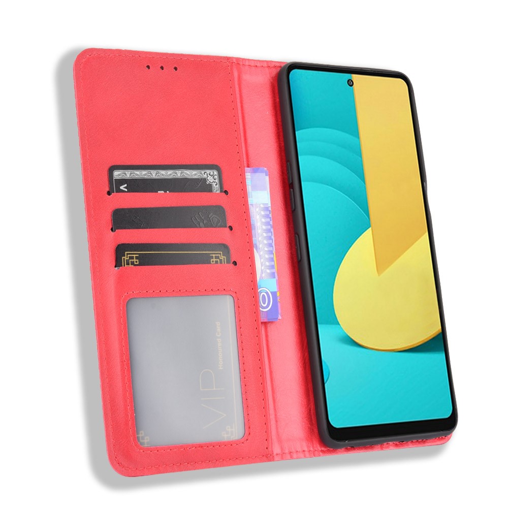 Magnetic Vintage Style Phone Case Wallet Stand Leather Cover for LG Stylo 7 4G - Red-3