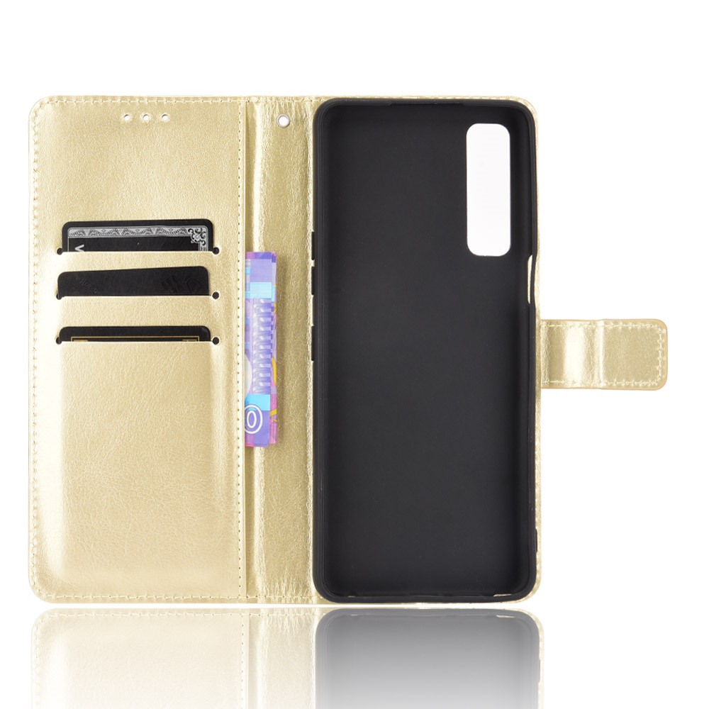 Crazy Horse Texture Wallet Design PU Leather Stand Protector Cover for LG Stylo 7 5G - Gold-2