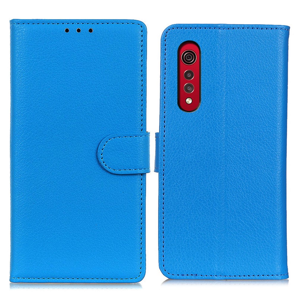 PU Leather Case Protective Shell Litchi Skin Stand Cover for LG Velvet 2 Pro - Blue-1