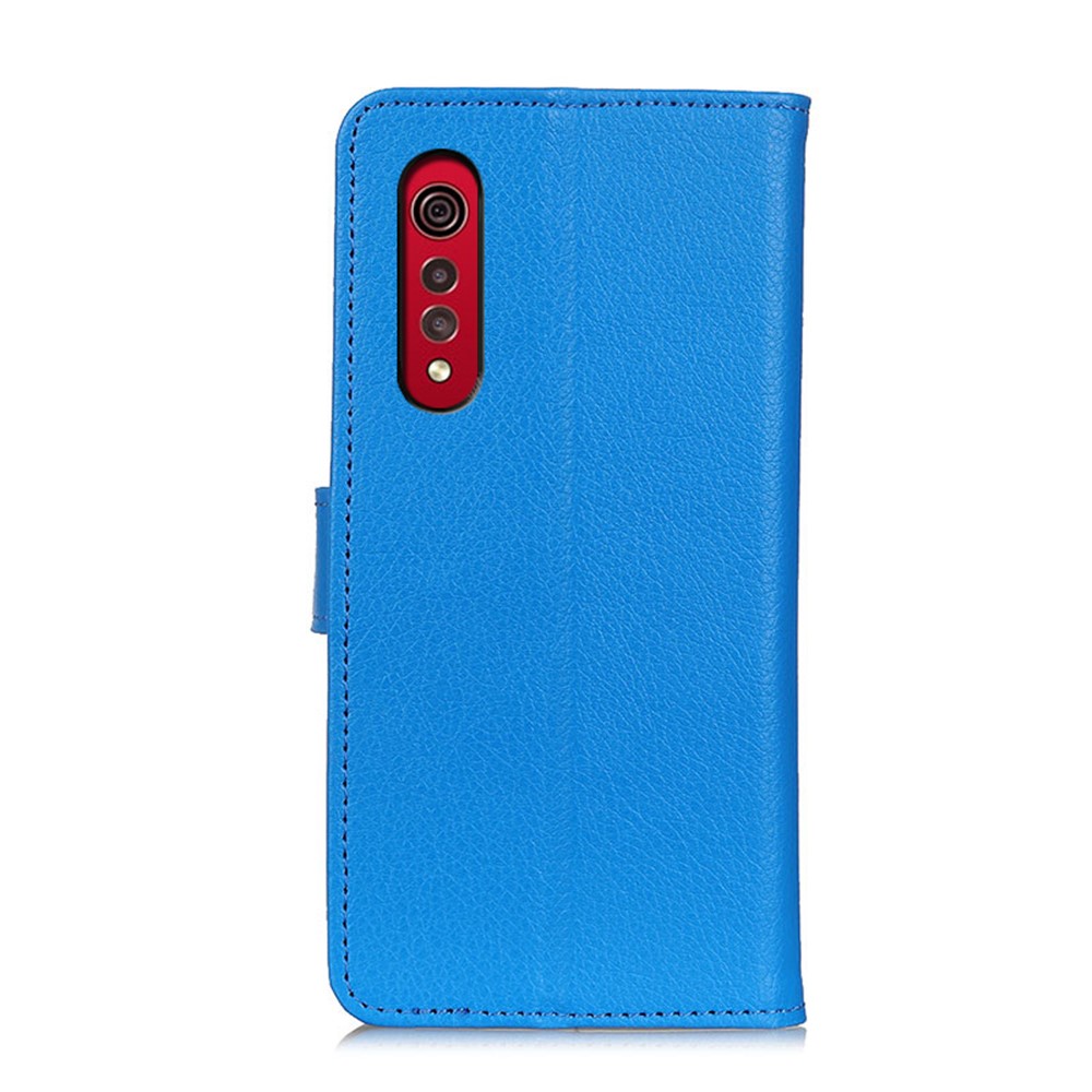 PU Leather Case Protective Shell Litchi Skin Stand Cover for LG Velvet 2 Pro - Blue-3