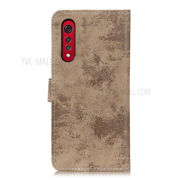 Vintage PU Leather Wallet Mobile Phone Stand Cover Case for LG Velvet 2 Pro - Khaki-2