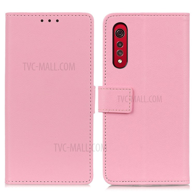 Leather Stand Case with Card Slots for LG Velvet 2 Pro - Pink-1