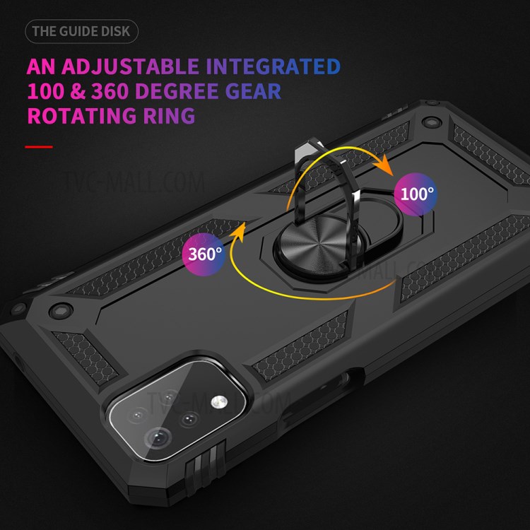 Hybrid-PC + TPU-Fingerring Kickstand Telefon Fall Für LG K53 - Schwarz-2