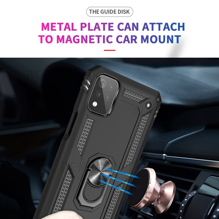 Hybrid-PC + TPU-Fingerring Kickstand Telefon Fall Für LG K53 - Schwarz-5