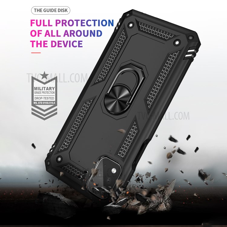 Hybrid-PC + TPU-Fingerring Kickstand Telefon Fall Für LG K53 - Schwarz-6
